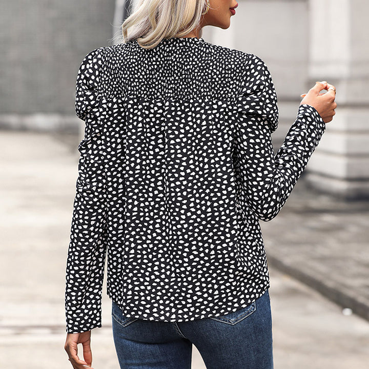 Damen Bluse mit Puffärmeln und exklusivem Punktenmuster Drune
