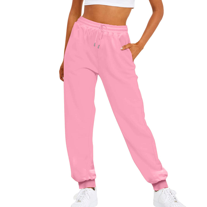 Damen nan relaxed Highwaist-Jogginghose mit elastischem Bund, Kordelzug und gerippten Saumbündchen Drune