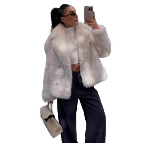 Damen Eleganter Kurzjacke aus Kunstpelz Drune