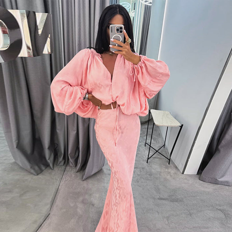 Damen Elegantes und luftiges Ensemble mit voluminösen Ärmeln Drune
