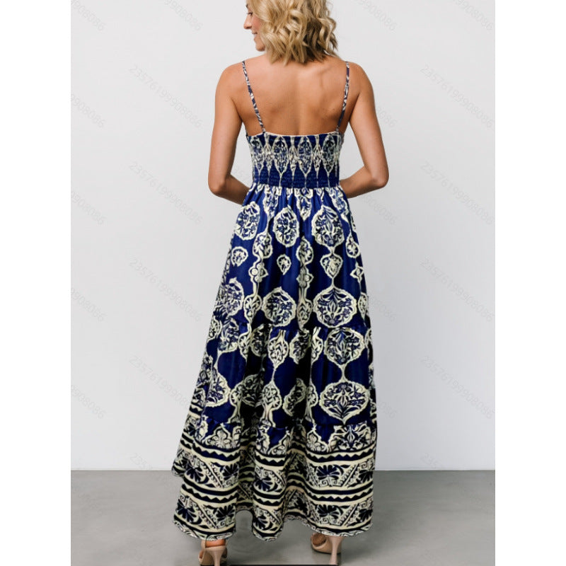 Damen Maxi-Kleid mit elegantem V-Ausschnitt und raffinierten Volants Drune