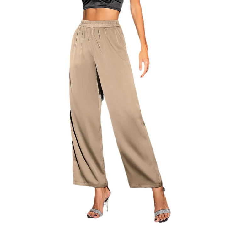 Damen Weit geschnittene Satin-Hose mit elastischem Bund Drune