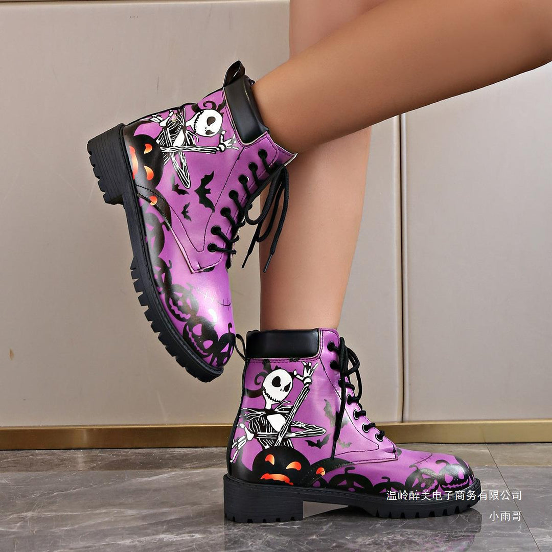 Damen Halloween-Stiefel mit illustratorischen Motiven und rutschfester Sohle Drune