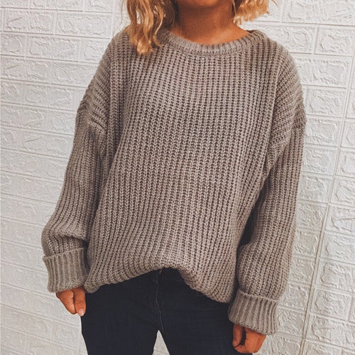 Damen Grobstrickpullover mit oversized Schnitt und lässigen Ärmeln Drune