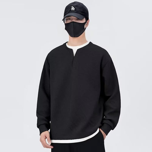 Herren lässiger Sweatshirt mit modernem Stehkragen und hochwertiger Textur Drune