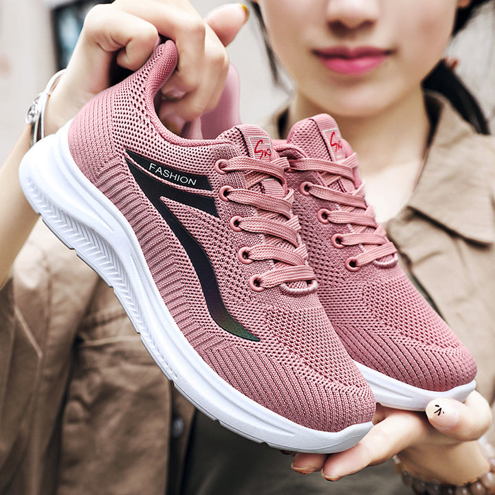Damen nan ultraleichter Strick-Fitness-Sneaker mit nahtlosem Atmungsnetz, stoßdämpfender EVA-Wabenlaufsohle und verstärkter Zehenkappe Drune