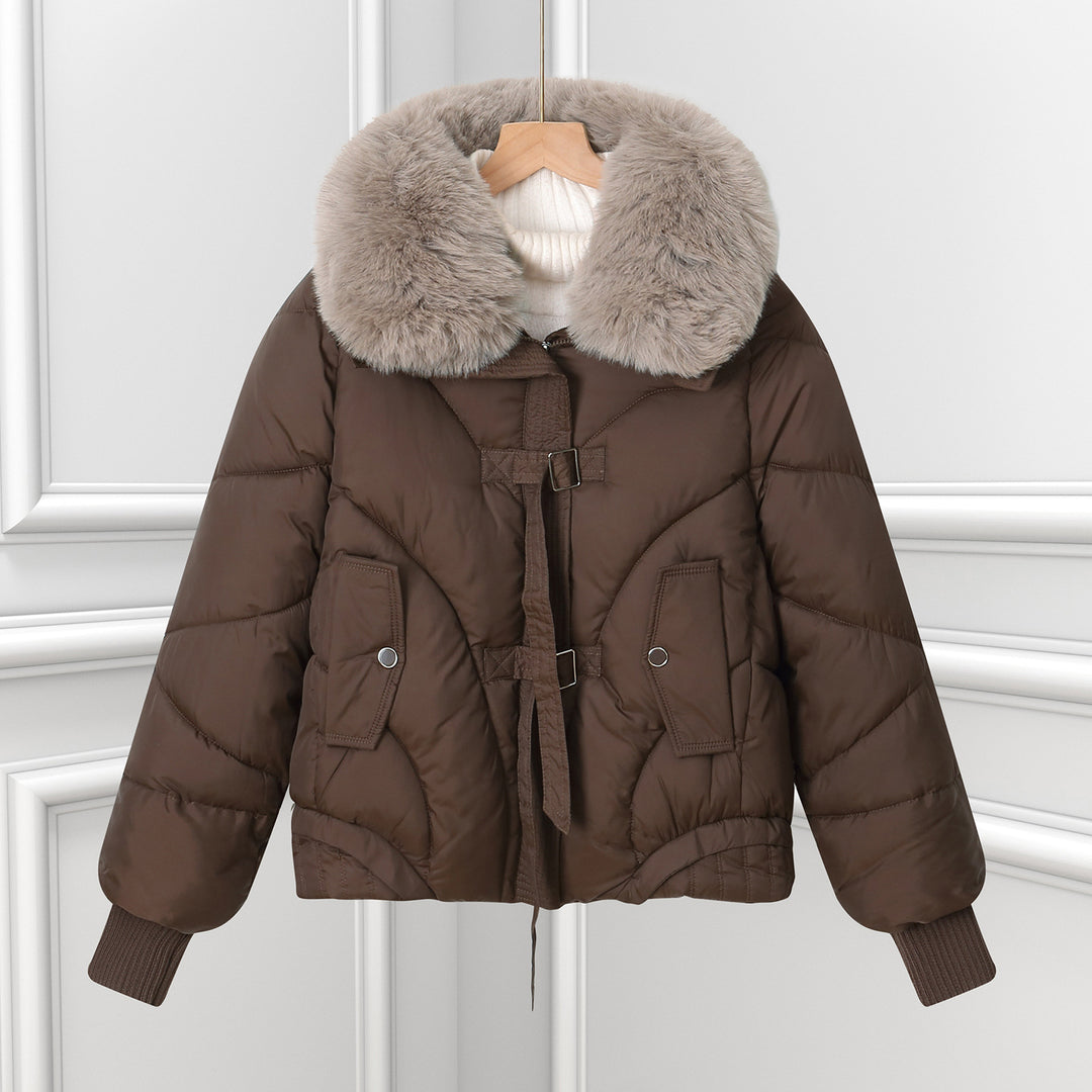 Damen Wattierte Winterjacke mit luxuriösem Kunstfellkragen und praktischen Taschen Drune
