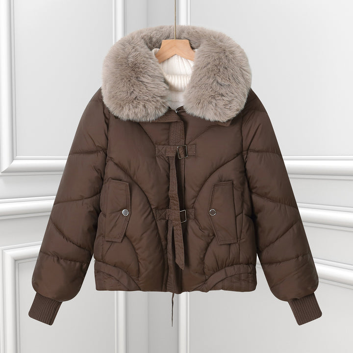 Damen Wattierte Winterjacke mit luxuriösem Kunstfellkragen und praktischen Taschen Drune
