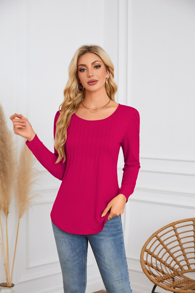 Damen elegante und bequeme Bluse mit Rippenstruktur Drune