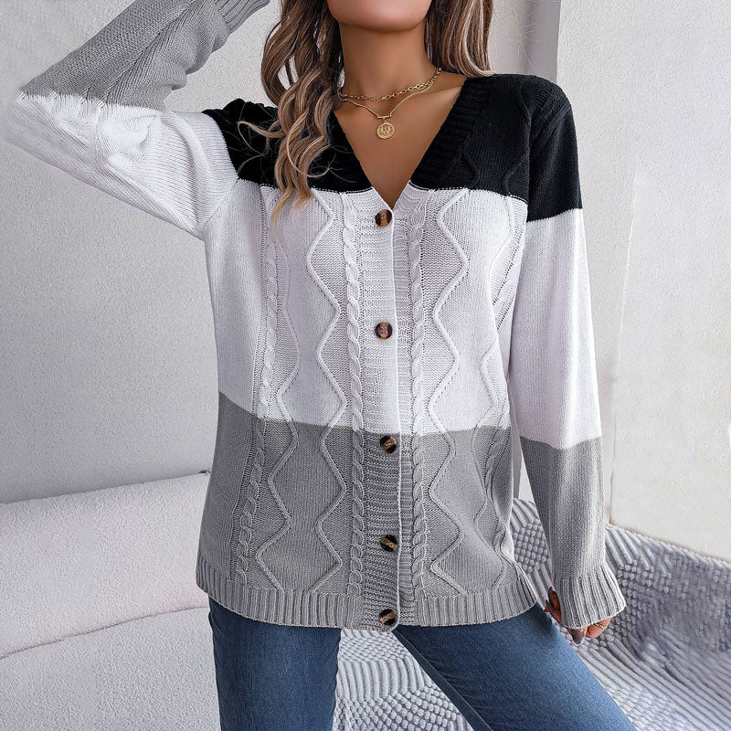Drune | Farbblock Strickjacke Mit Modischem Stil
