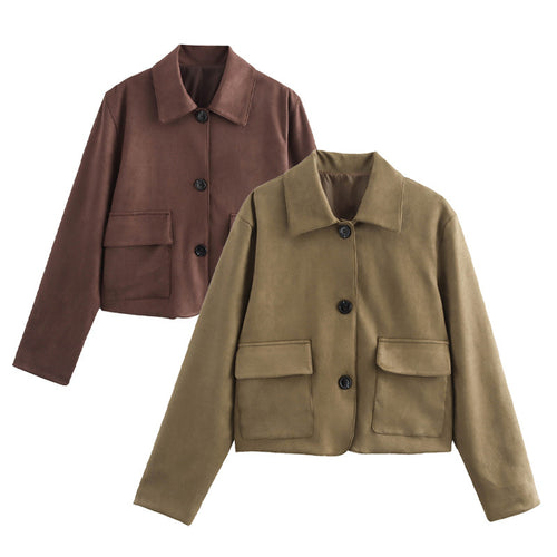 Damen modische und hochqualitative Übergangsjacke mit großen aufgesetzten Taschen Drune