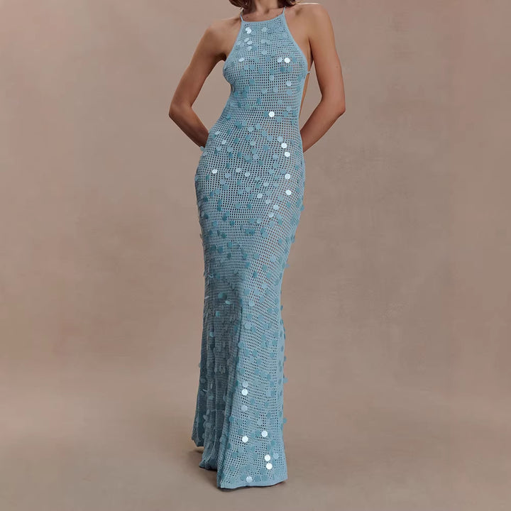 Damen Elegantes Maxikleid mit funkelnden Applikationen Drune