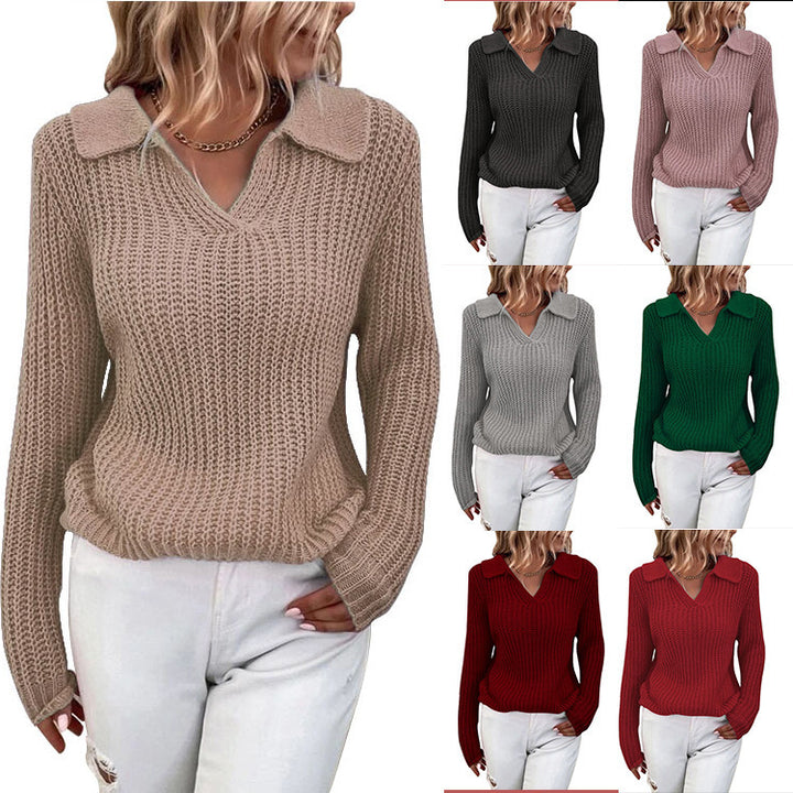 Damen Strickpullover mit Polokragen und feiner Rippstruktur Drune
