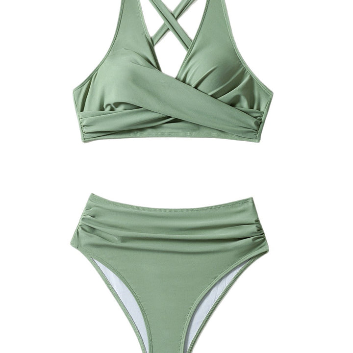 Damen Hoch tailliertes Bikini-Set mit elegantem Wickel-Design Drune