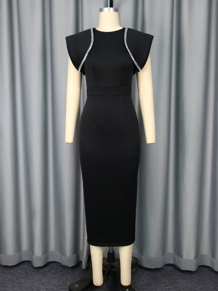Damen figurbetontes Kleid mit dekorativen Rüschenträgern Drune