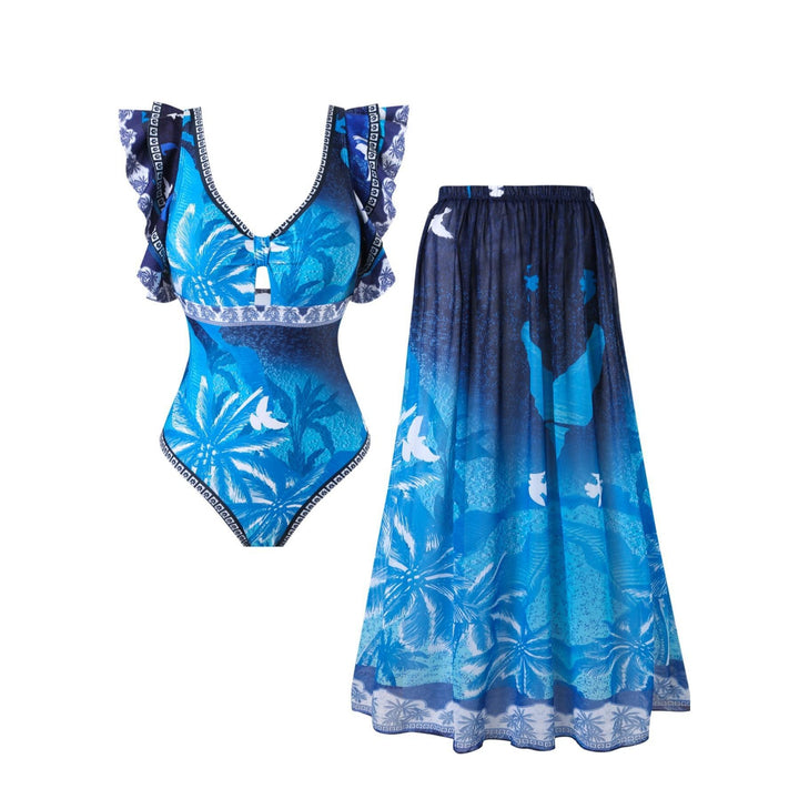 Damen Eleganter Badeanzug mit passendem Maxi-Sarong Drune