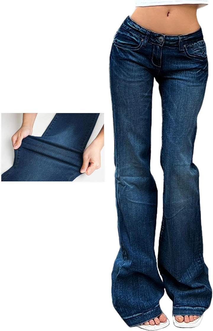 Damen Bootcut-Jeans mit flexibler Passform und hohem Bund Drune