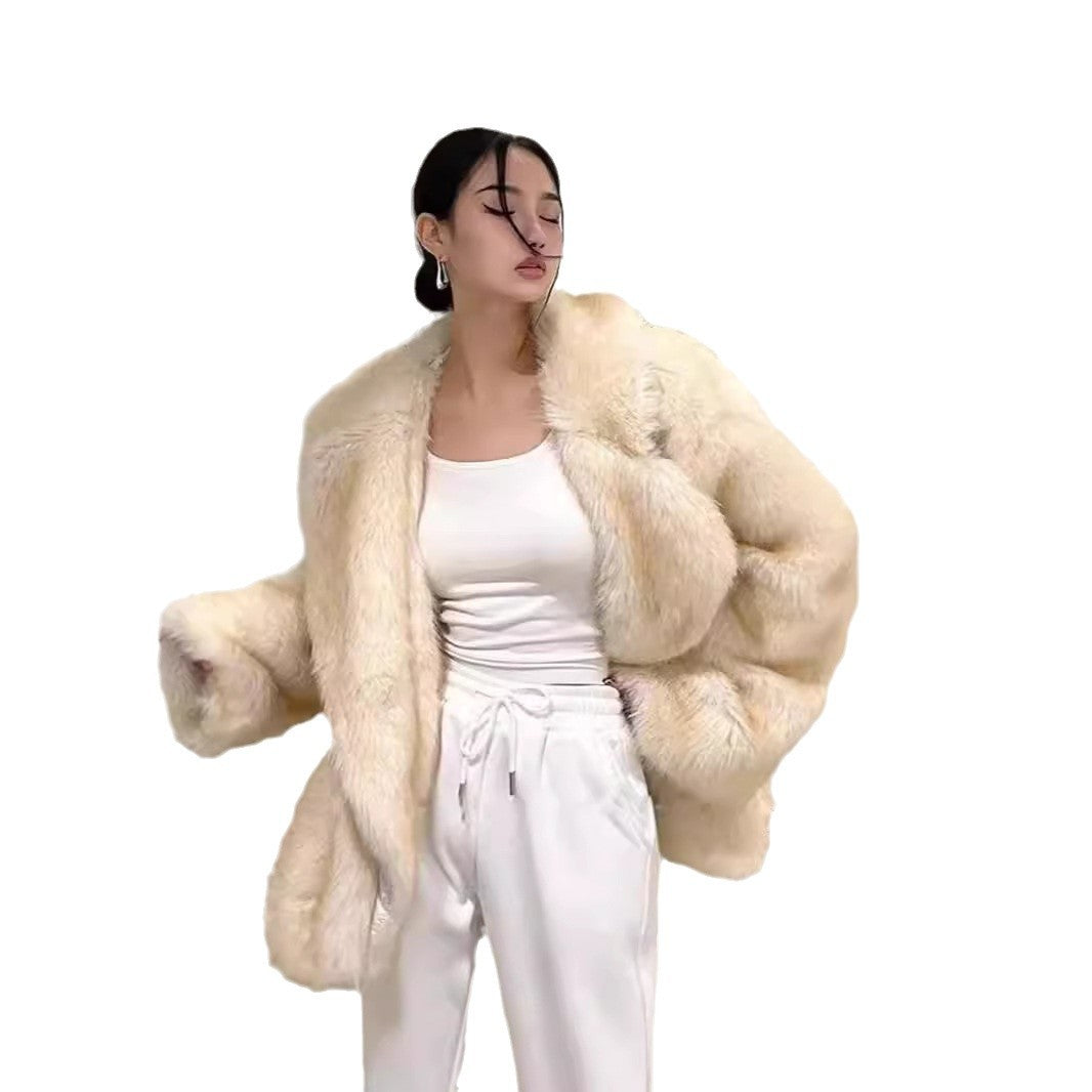 Damen Oversized Plüschjacke mit weit ausgestellten Ärmeln Drune