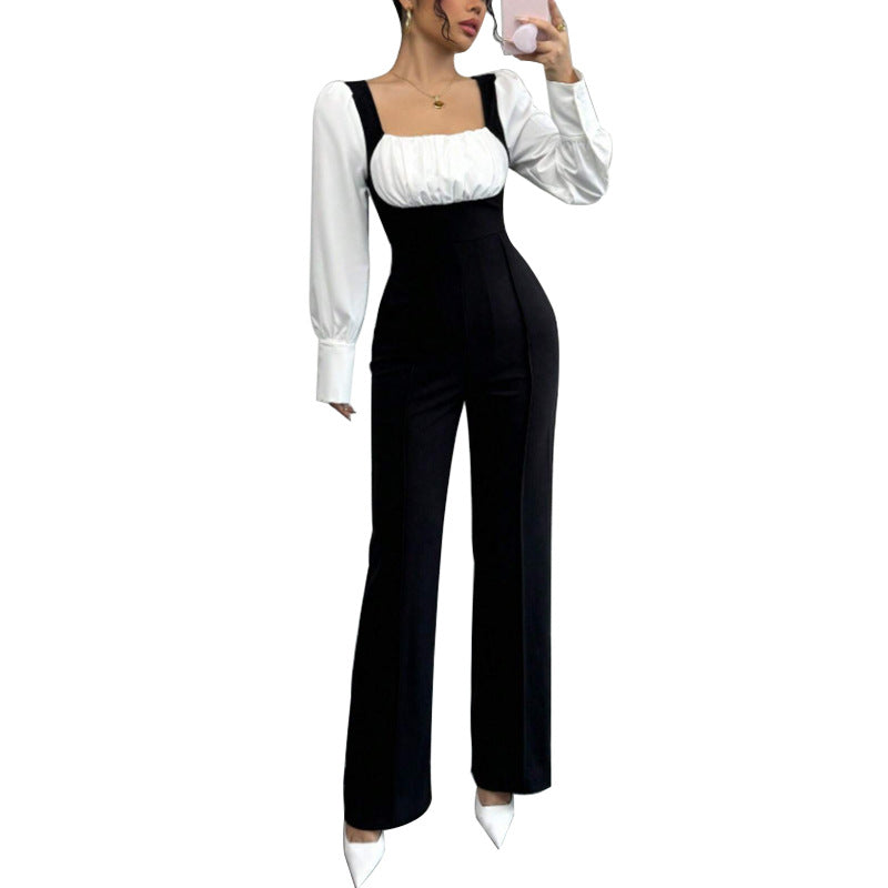Damen Eleganter Jumpsuit mit Puffärmeln und tailliertem Schnitt Drune