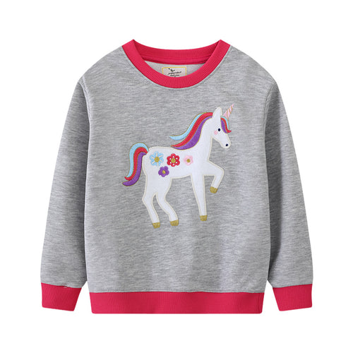 Mädchen Sweatshirt mit buntem Einhorn-Motiv Drune
