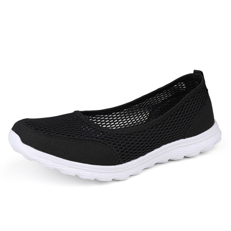 Damen nan atmungsaktive Netz-Ballerina-Sneaker mit flexibler rutschfester Laufsohle und gepolstertem Fußbett Drune