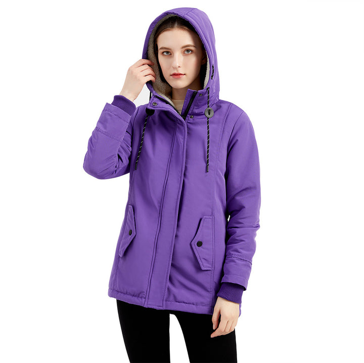Damen nan gefütterte Winterparka mit Teddyfleece Innenfutter und Kapuze Drune