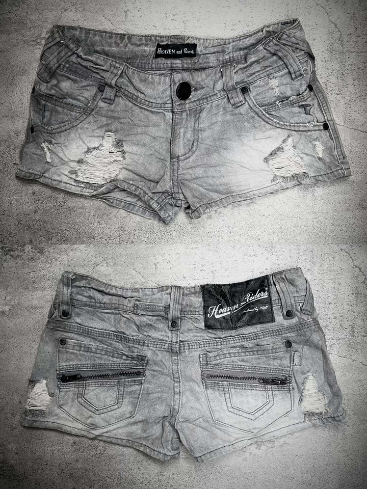 Damen trendy Jeans-Shorts mit distressed Details Drune
