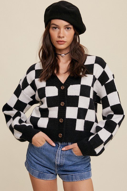 Damen Karierten Strickjacke Drune