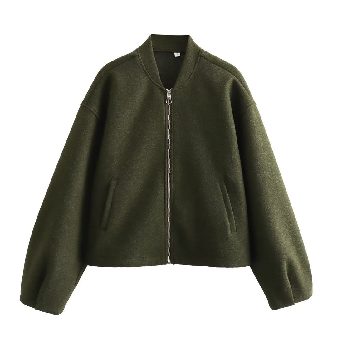 Damen lässige Übergangsjacke mit Stehkragen und asymmetrischem Schnitt Drune