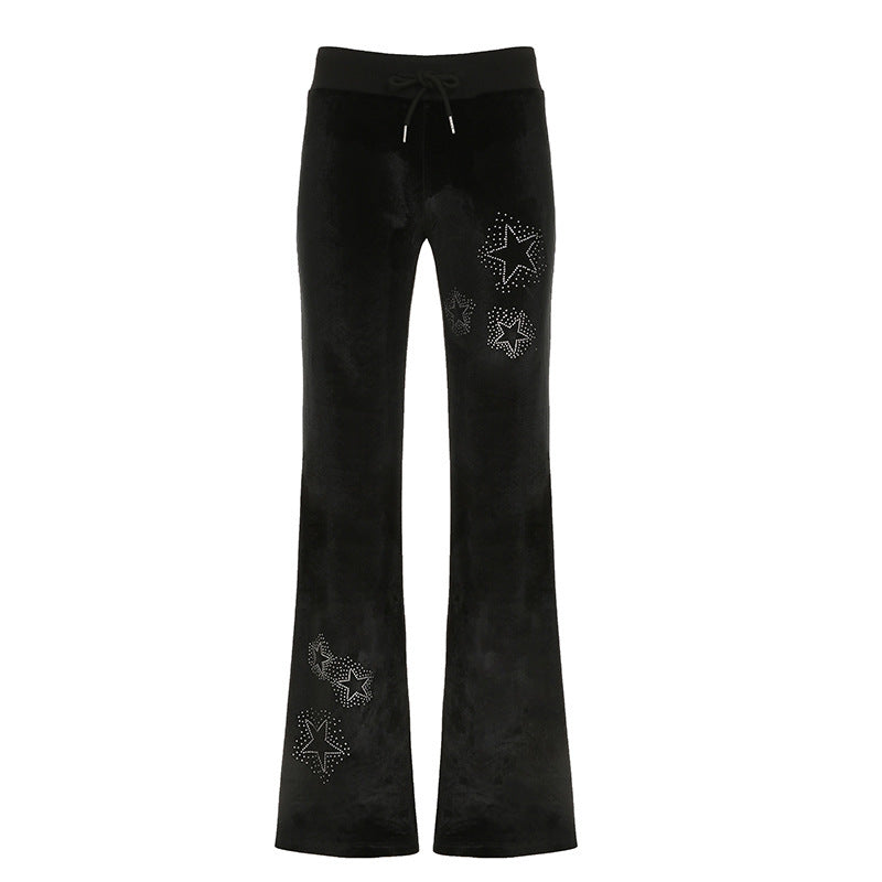 Damen Flare Jogginghose mit funkelnden Sternenapplikationen Drune