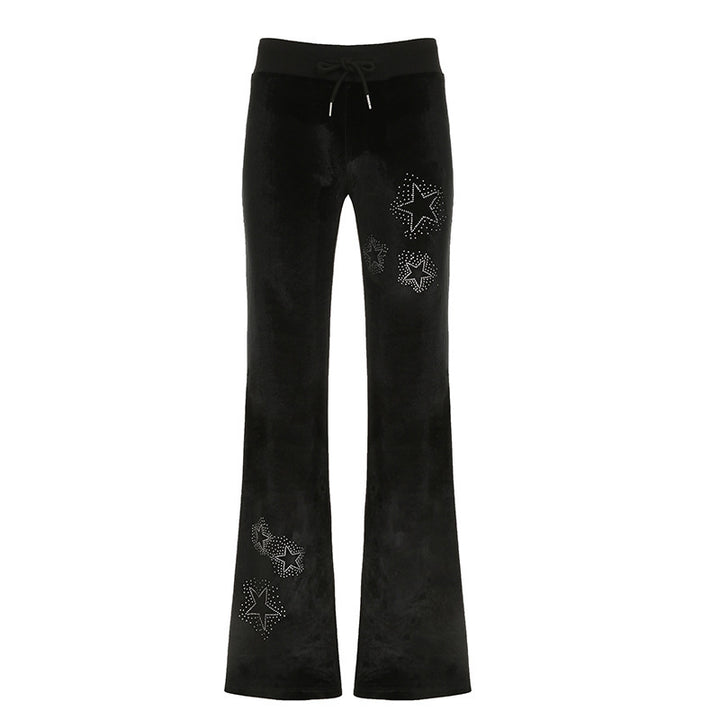 Damen Flare Jogginghose mit funkelnden Sternenapplikationen Drune