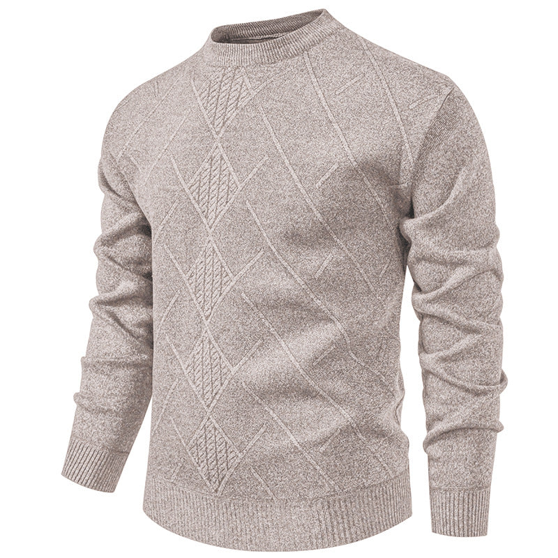 Herren Feiner Strickpullover mit strukturiertem Zopfmuster und Rundhalsausschnitt Drune