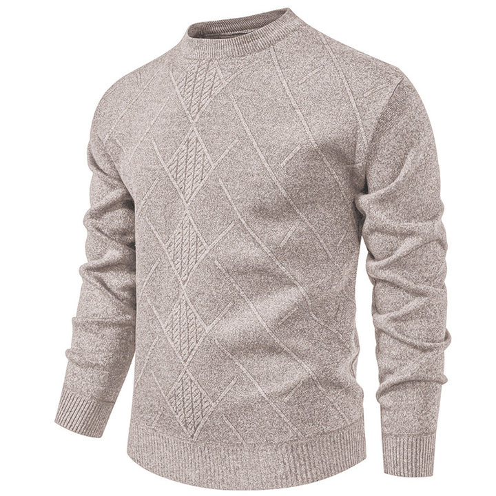 Herren Feiner Strickpullover mit strukturiertem Zopfmuster und Rundhalsausschnitt Drune