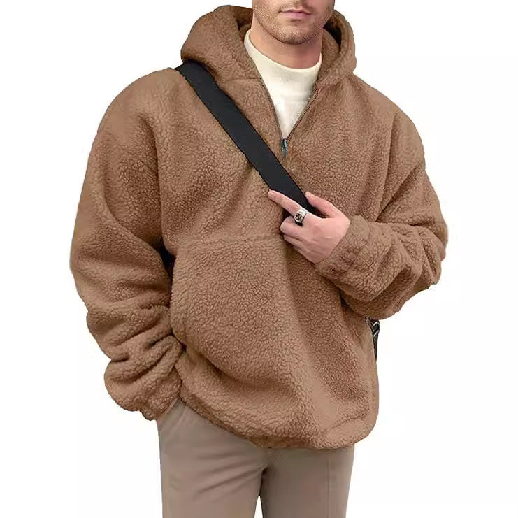 Herren kuscheliger Fleece-Pullover mit halbem Reißverschluss Drune