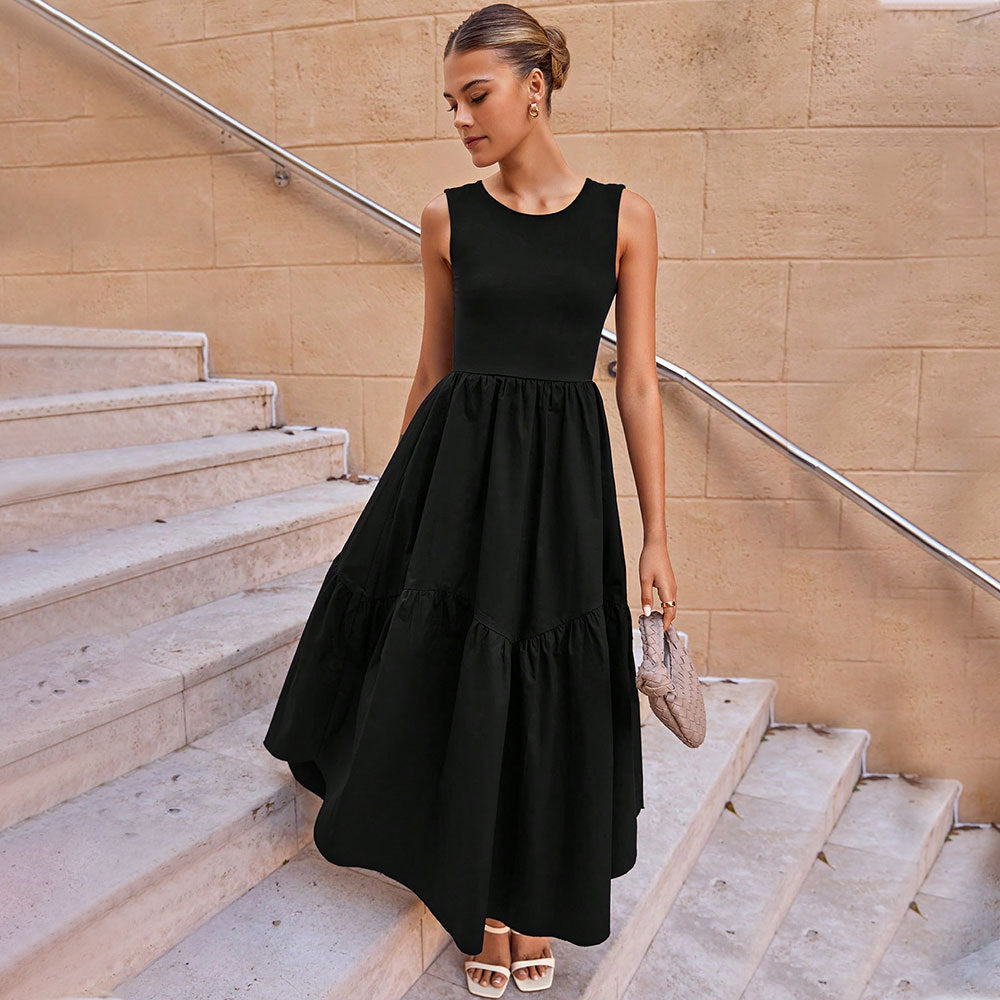 Damen Retro Maxikleid mit schickem Stufenrock und ärmellosem Design Drune