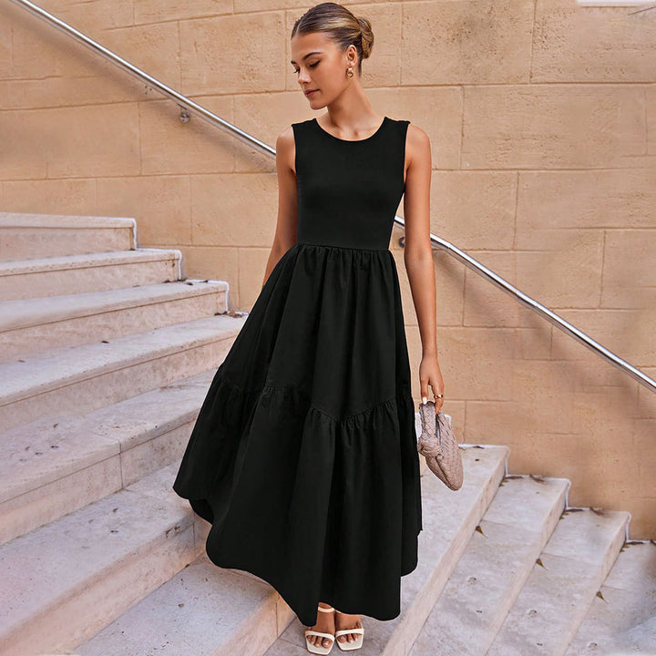 Damen Retro Maxikleid mit schickem Stufenrock und ärmellosem Design Drune