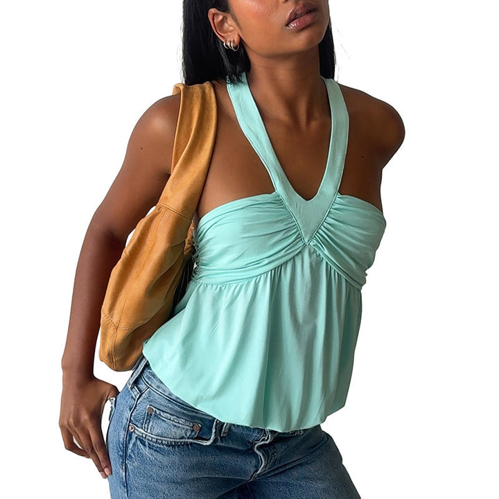 Damen Cut-Out Top mit fließendem Schnitt und V-Ausschnitt Drune