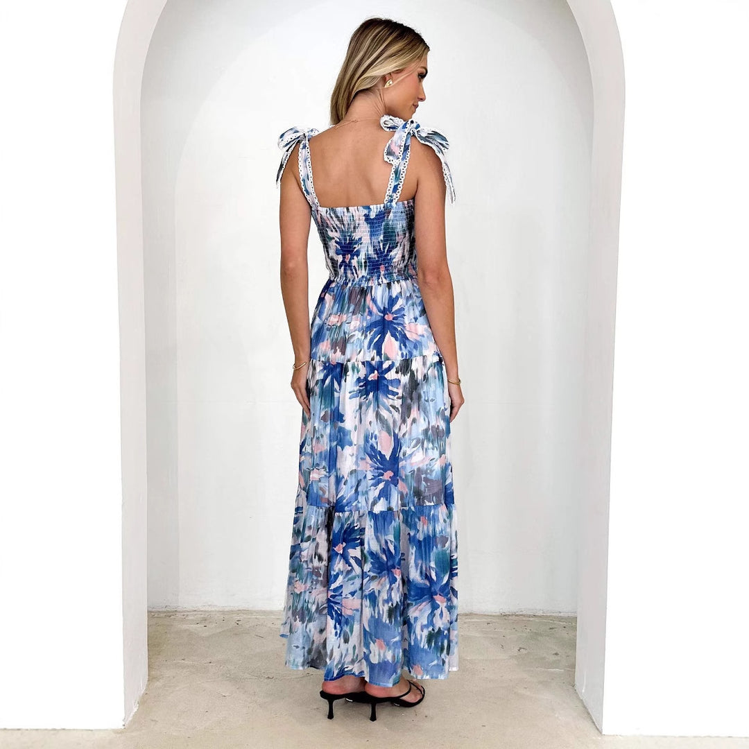 Damen Maxikleid mit verspieltem Rüschendesign und fließendem Stoff Drune