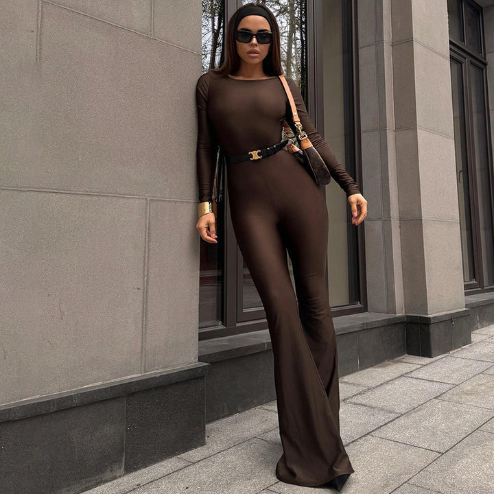 Damen Jumpsuit mit schulterfreiem Design und weitem Bein Drune