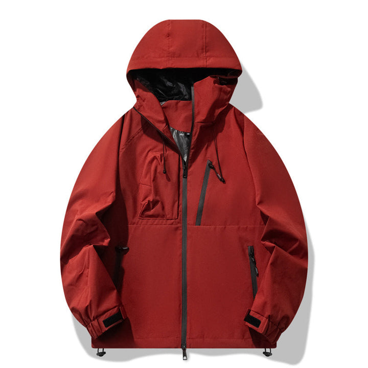 Herren wasserabweisende Outdoor-Jacke mit verstellbarer Kapuze und funktionalen Reißverschlusstaschen Drune