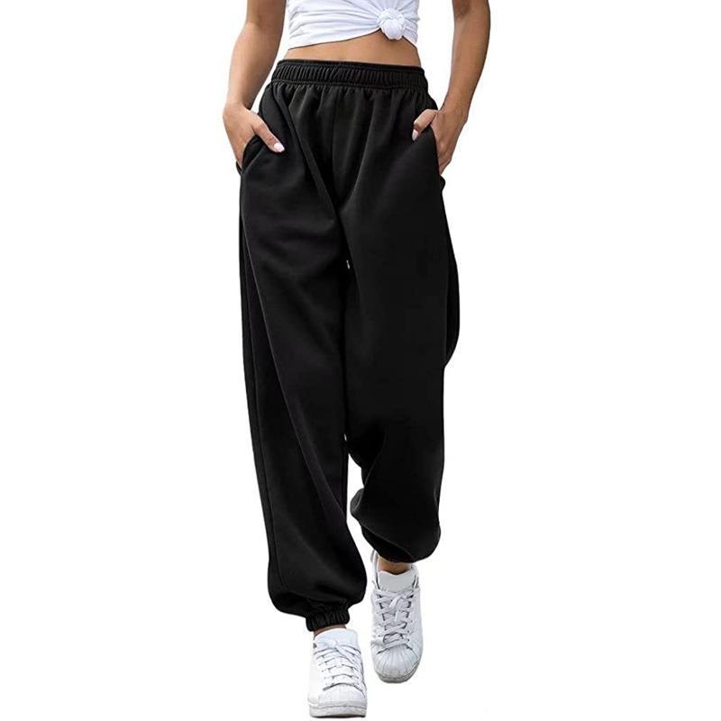 Damen nan Baggy-Sweathose im Retro‑Look mit hohem Komfortbund tiefem Schritt seitlichen Einschubtaschen und elastischen Knöchelbündchen Drune
