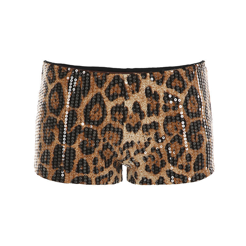 Damen Minirock mit glamourösem Pailletten-Leopardenmuster und figurbetontem Schnitt Drune