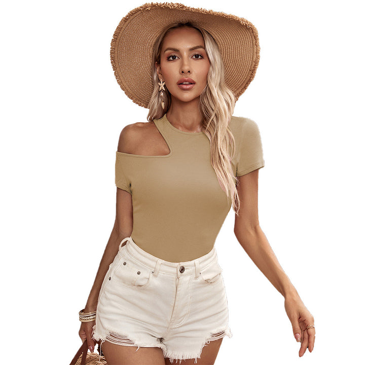 Damen figurbetontes Off-Shoulder Oberteil mit modischem Cut-Out Drune