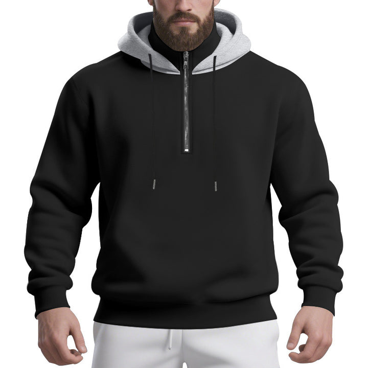 Herren sportlicher Kapuzenpullover mit halbem Reißverschluss und atmungsaktivem Stoff Drune