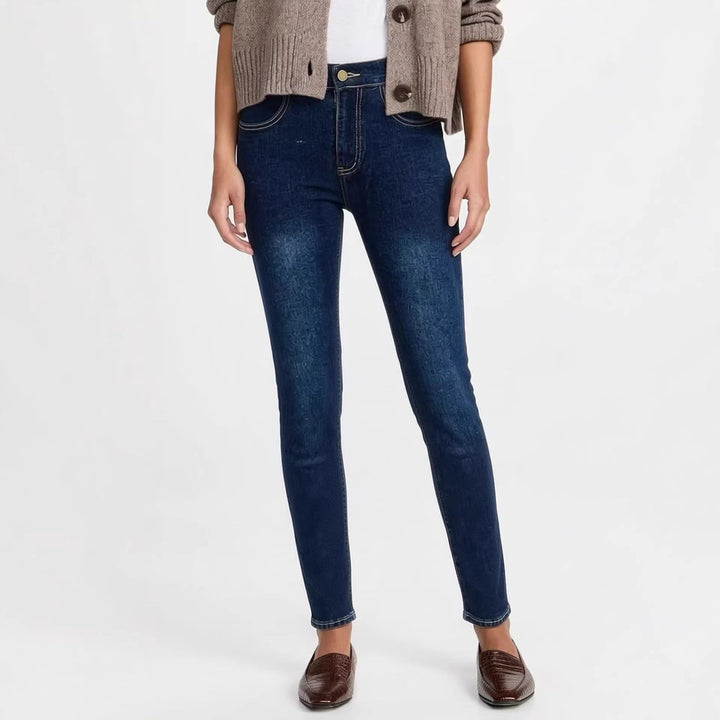 Damen Skinny Jeans im modernen Used-Look mit hohem Bund und elastischem Stretch Drune
