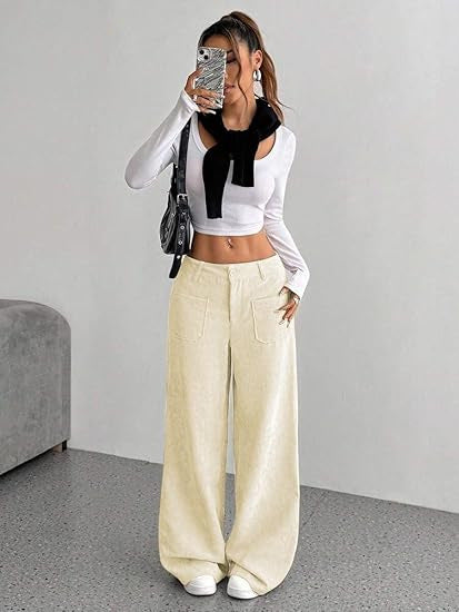 Damen weit geschnittene Cordhose Drune