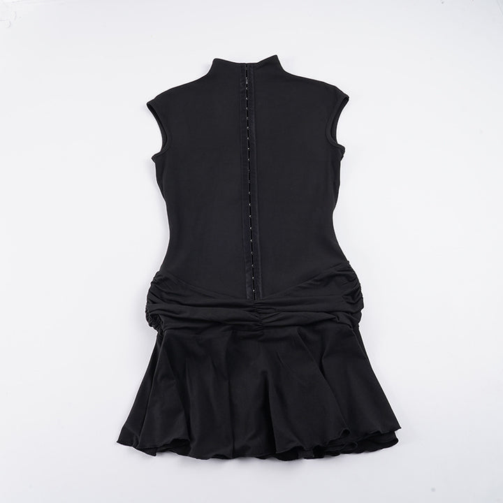 Damen Elegantes Wickelkleid mit hochgeschlossenem Kragen und Rüschenelementen Drune