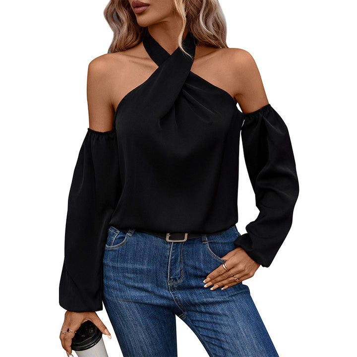 Damen elegantes Off-Shoulder-Oberteil mit Raffungen Drune