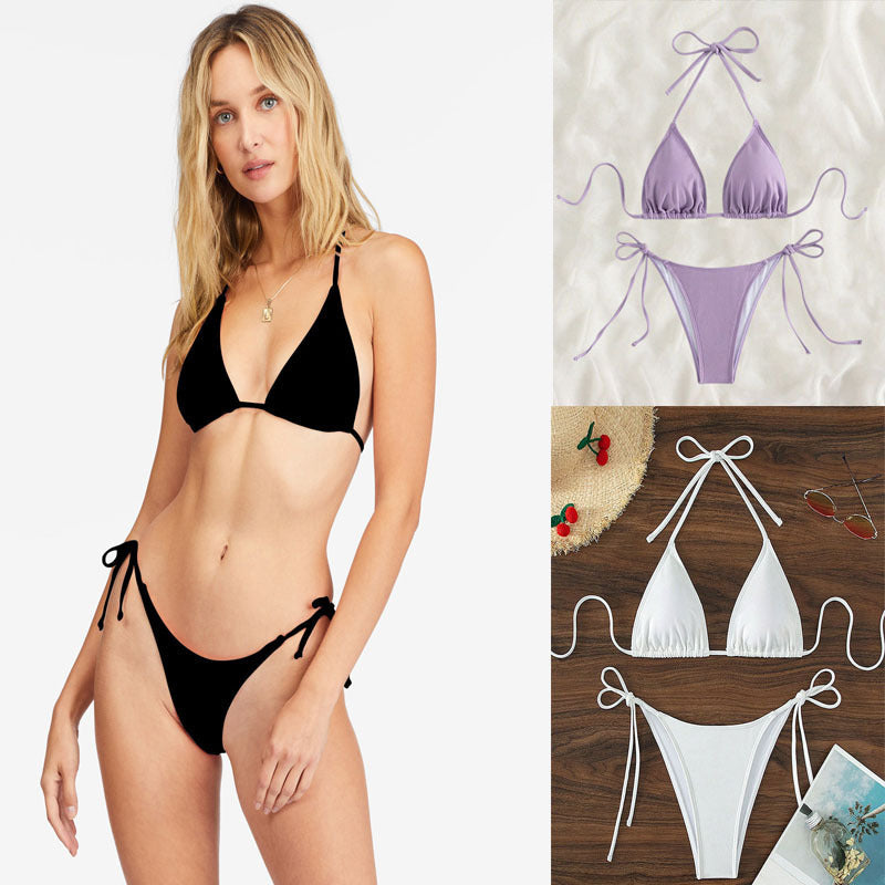 Damen Triangel-Bikini mit verstellbaren Bindebändern und hoher Beinausschnitt Drune