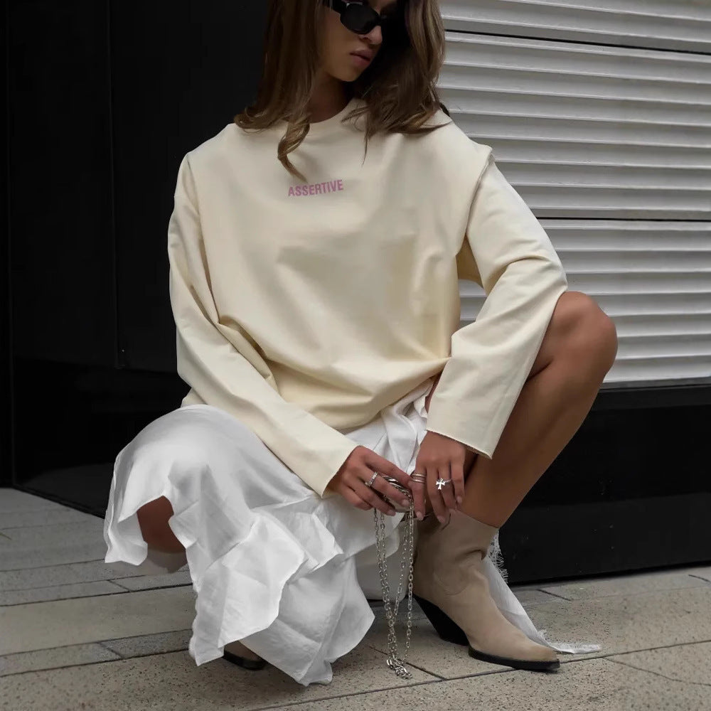 Damen lässiges Oversize-Sweatshirt mit stylischem Druck Drune